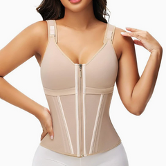 Mesh Waist Slimming; Three-Breasted Shapewear Corset