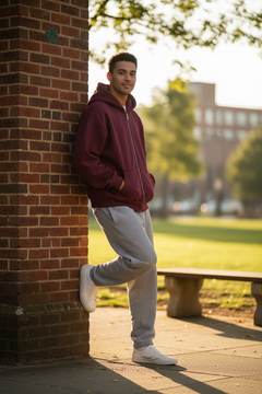 Men's Hooded Zip-Up Baseball Jacket - Casual Lifestyle